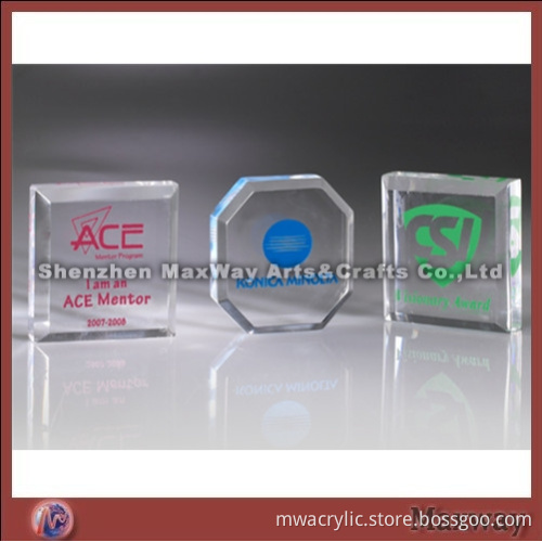 Modern Polished Acrylic/Lucite Award/Letterweight/Gift with Your Logo